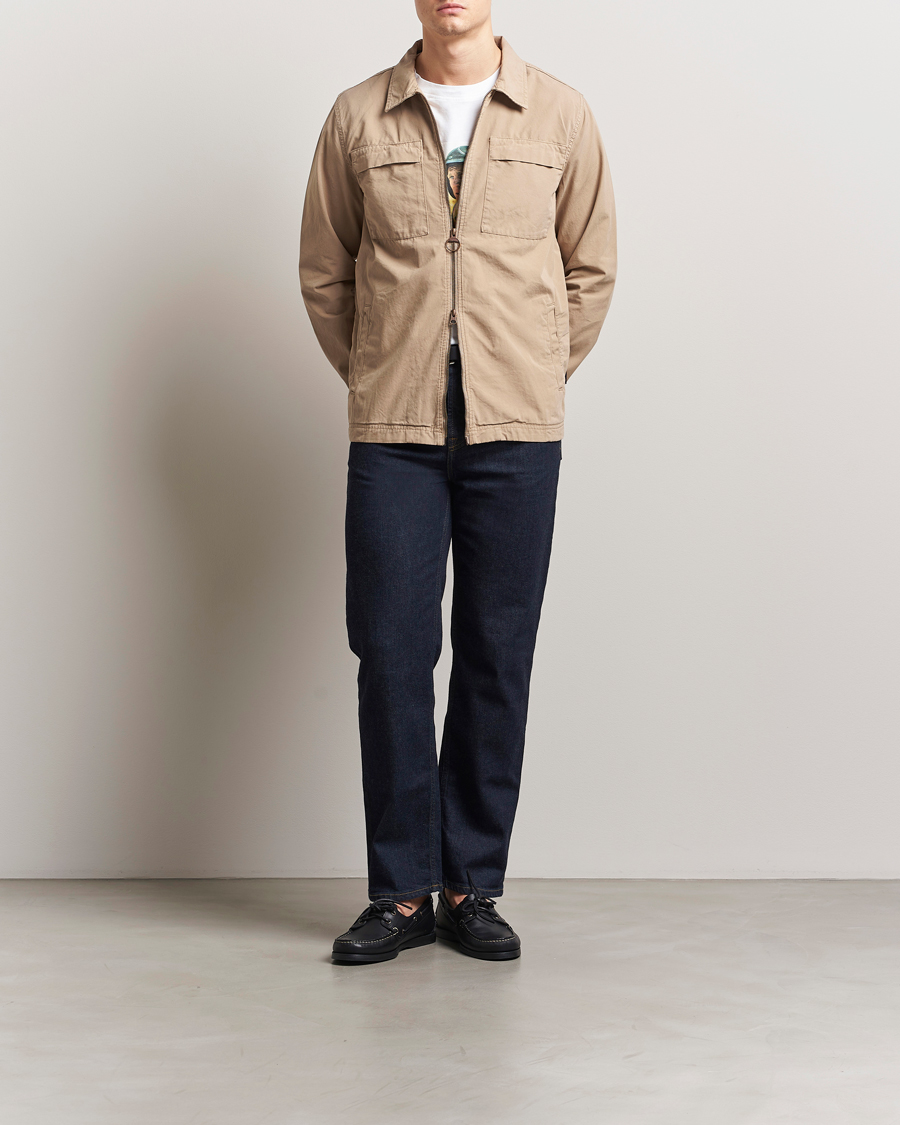 Herre | Skjorter | Barbour Lifestyle | Glendale Cotton Zip Overshirt Washed Stone