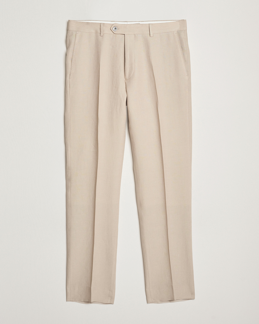Herre | Bukser | Oscar Jacobson | Dandy Linen Trousers Beige
