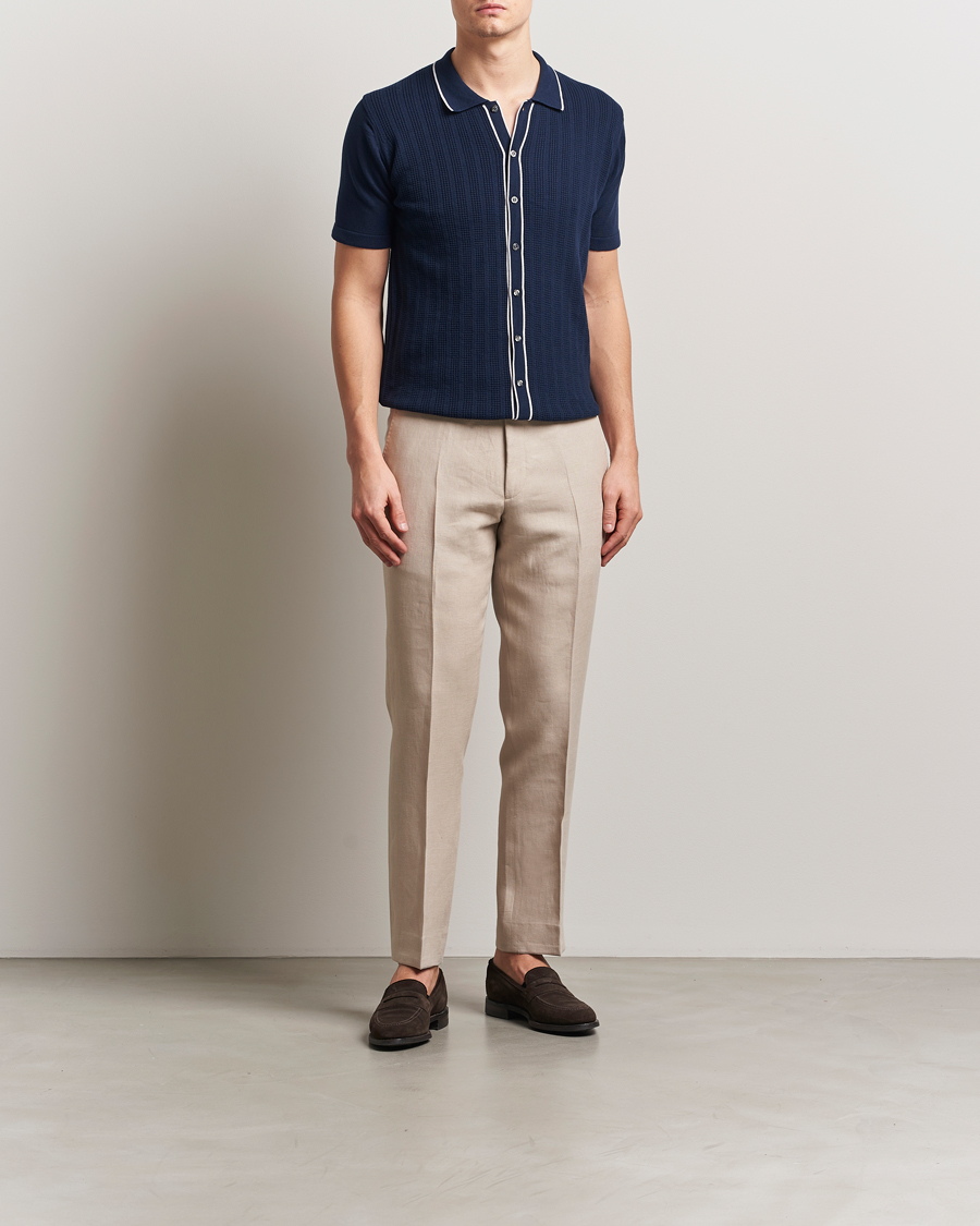 Herre | Bukser | Oscar Jacobson | Dandy Linen Trousers Beige