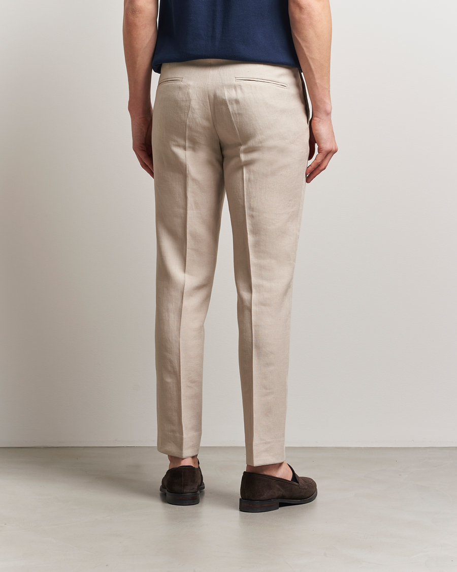 Herre | Bukser | Oscar Jacobson | Dandy Linen Trousers Beige