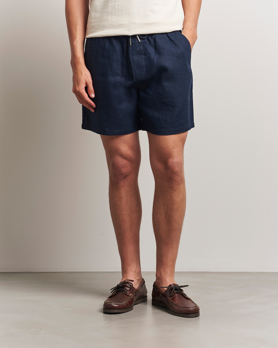Herre | Shorts | NN07 | Gregor Linen Drawstring Shorts Navy Blue