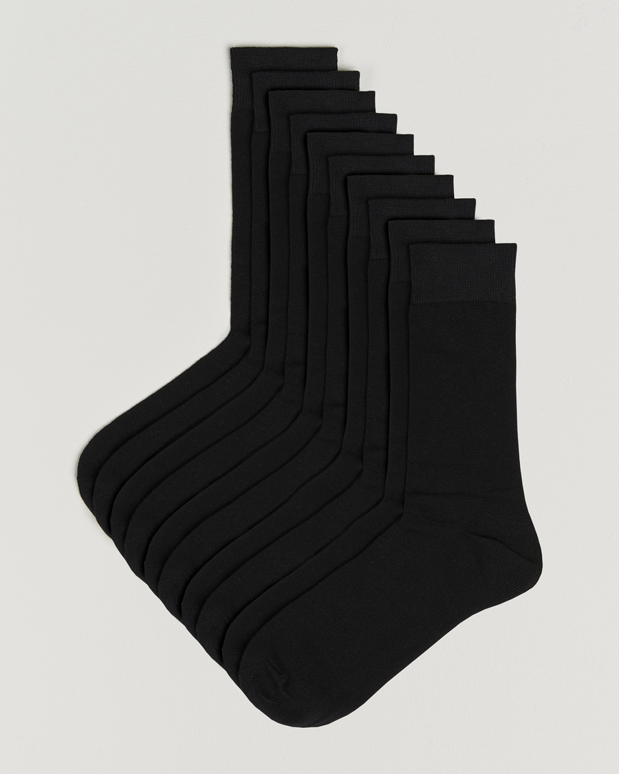 Herre | Undertøj | Care with Carl | 10-Pack Solid Cotton Socks BLACK