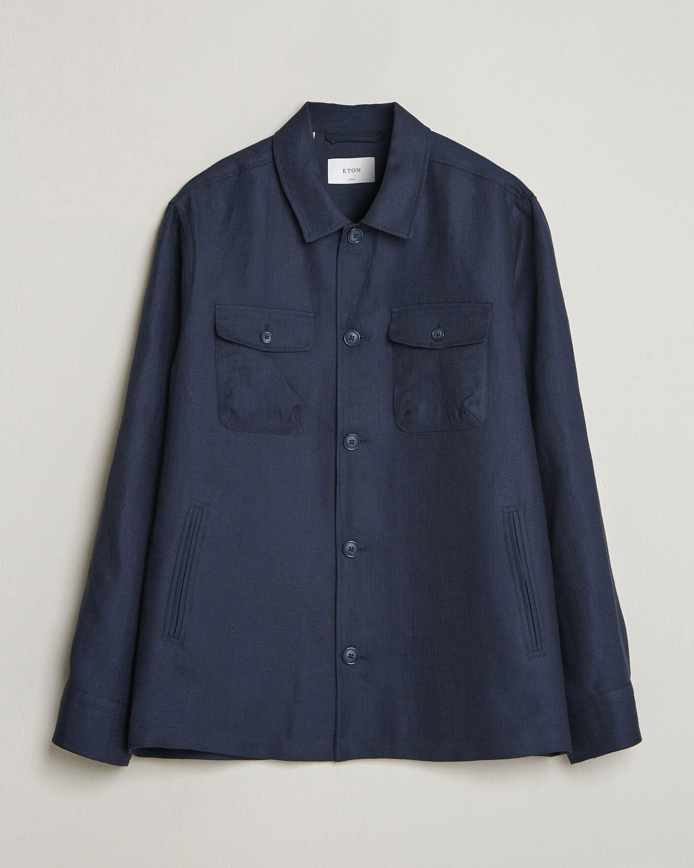 Herre | Jakker | Eton | Four Pocket Linen Lyocell Shirt Jacket Navy Blue
