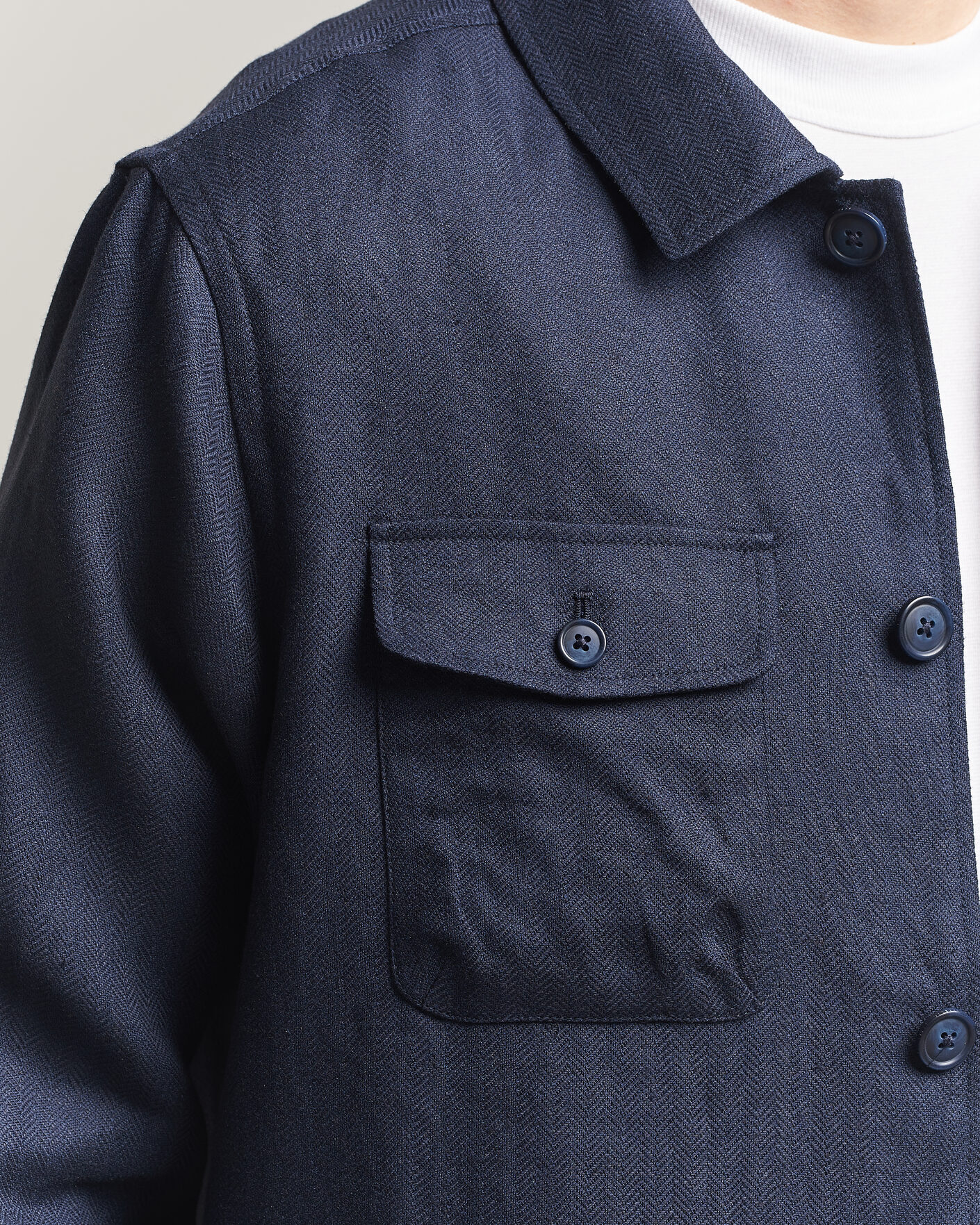 Herre | Jakker | Eton | Four Pocket Linen Lyocell Shirt Jacket Navy Blue