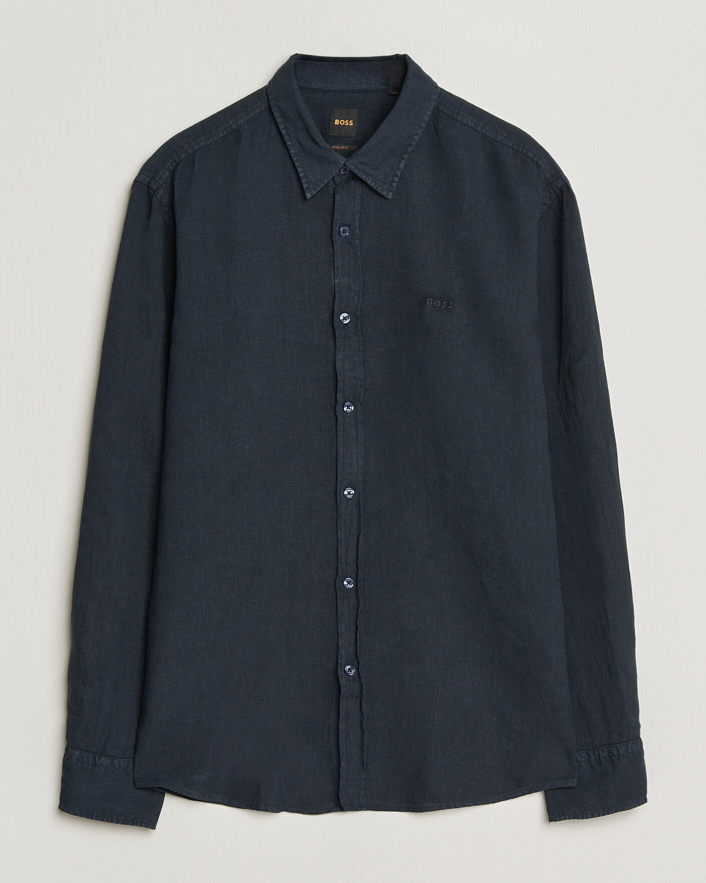 Herre | Skjorter | BOSS ORANGE | Relegant Linen Shirt Dark Blue