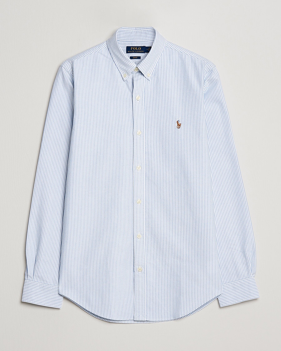 Polo Ralph Lauren Slim Fit Shirt Oxford Stripes Blue – Blå