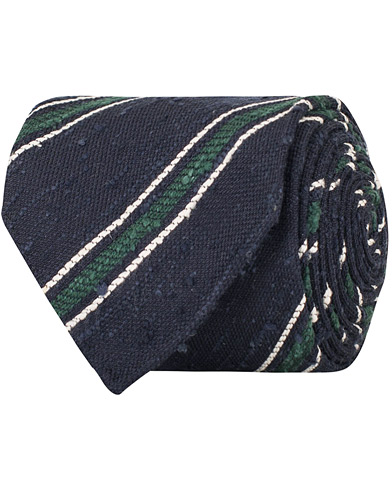  Woven Shantung Stripe 8 cm Tie Navy