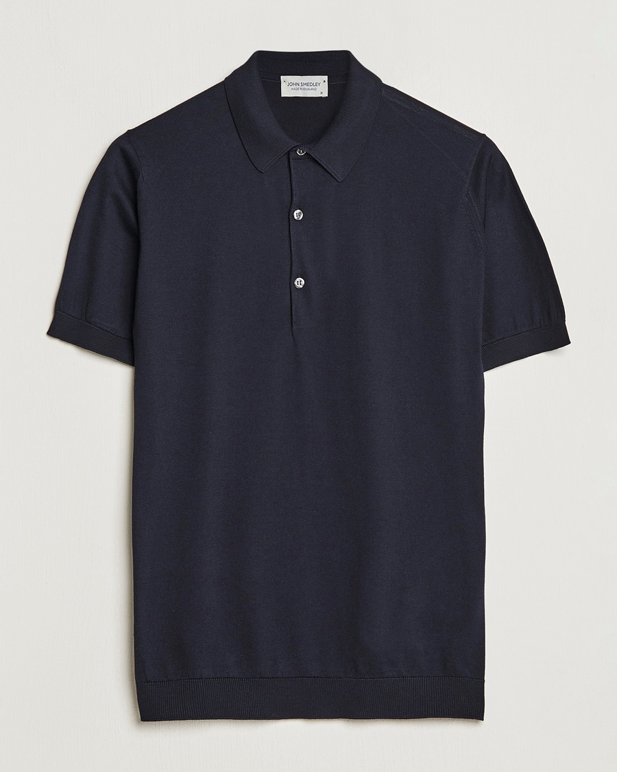 John Smedley Adrian Slim Fit Sea Island Polo Navy – Blå