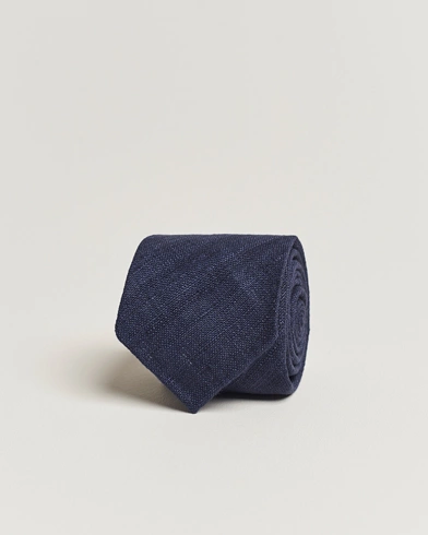  Silk Tussah Handrolled Tie Navy