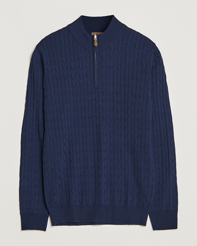  Merino Cable Half Zip Navy