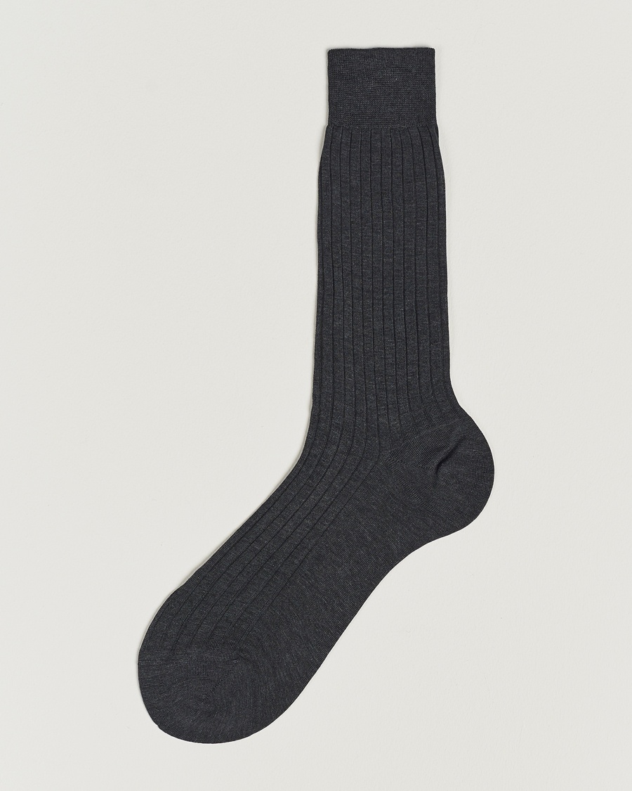 Bresciani Cotton Ribbed Short Grey Melange – Grå