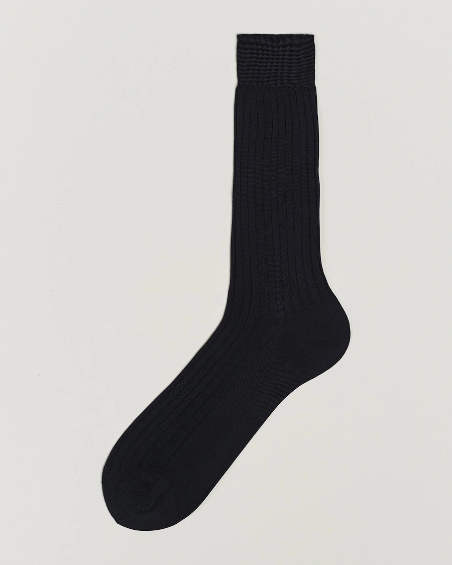 Bresciani Cotton Ribbed Short Navy – Blå
