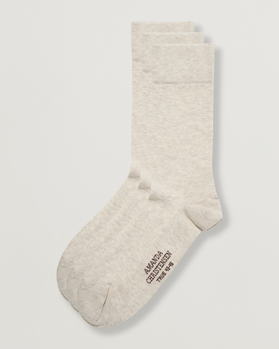 Herre |  | Amanda Christensen | 3-Pack True Cotton Socks Sand Melange
