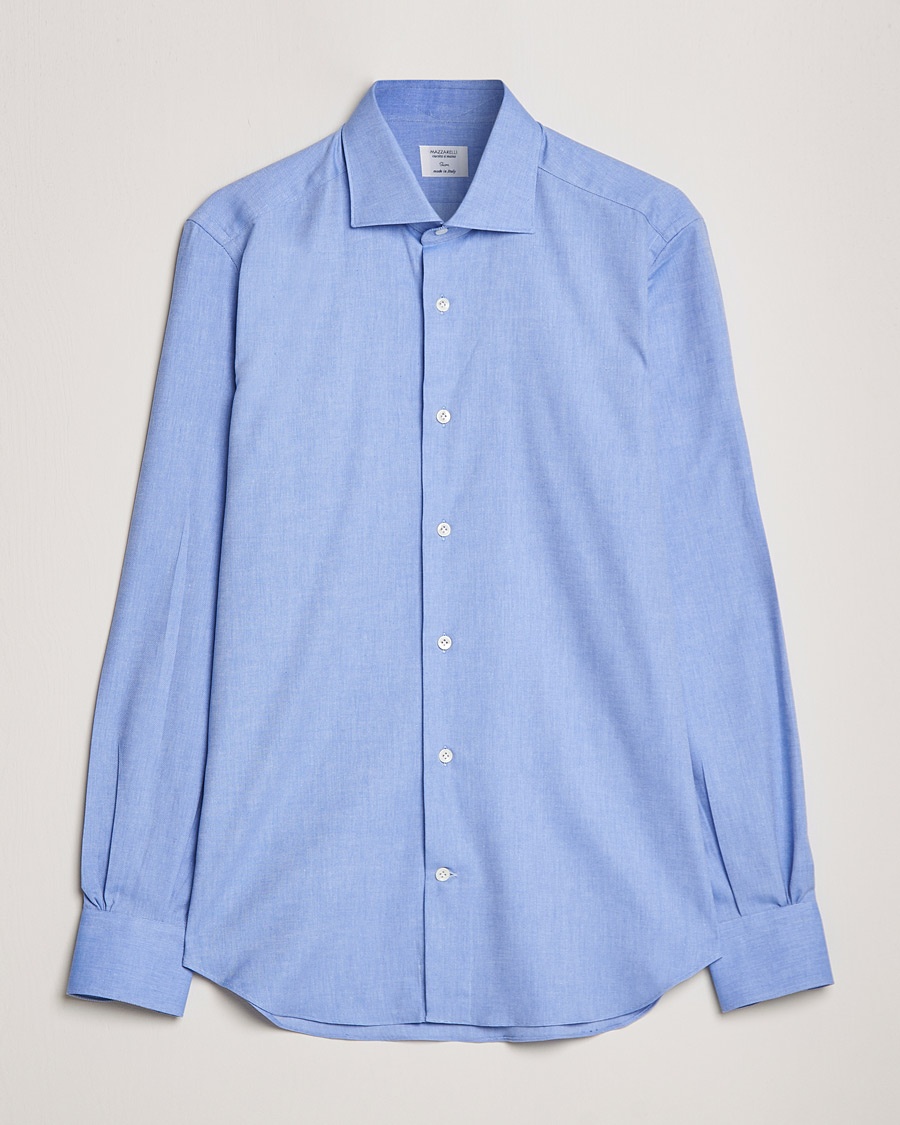 Mazzarelli Soft Twill Cotton Shirt Light Blue