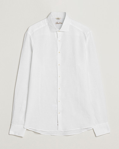  Slimline Cut Away Linen Shirt White