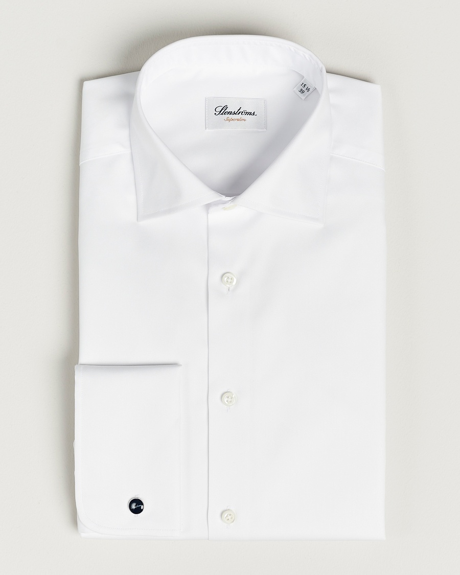 Herre | | Stenströms | Superslim Double Cuff Cotton Shirt White