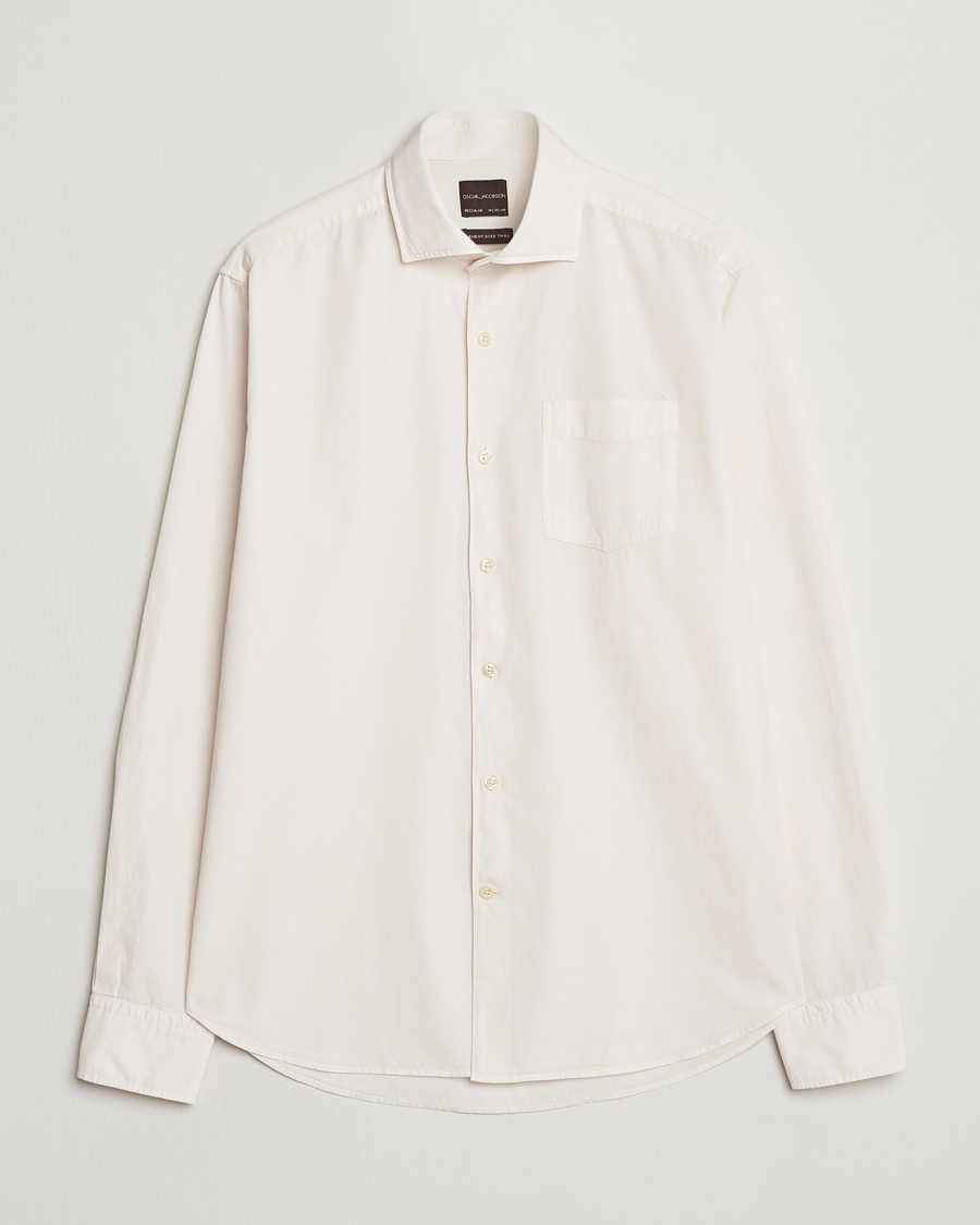 Herre | | Oscar Jacobson | Reg Fit Wide Spread C GD Twill Ecru White