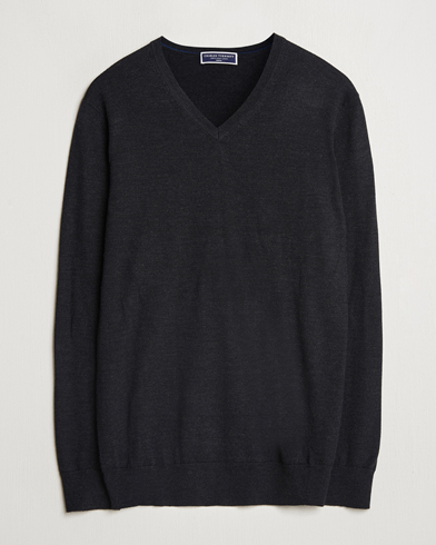  Pure Merino V-Neck Jumper Dark Charcoal