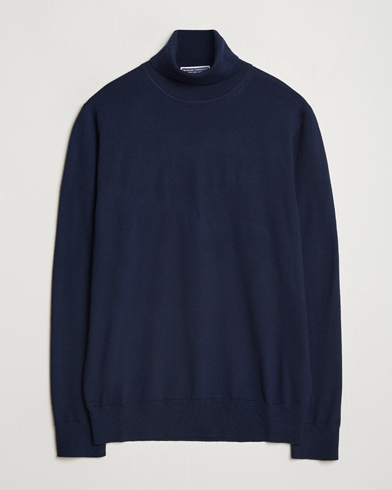  Pure Merino Roll Neck Jumper Navy