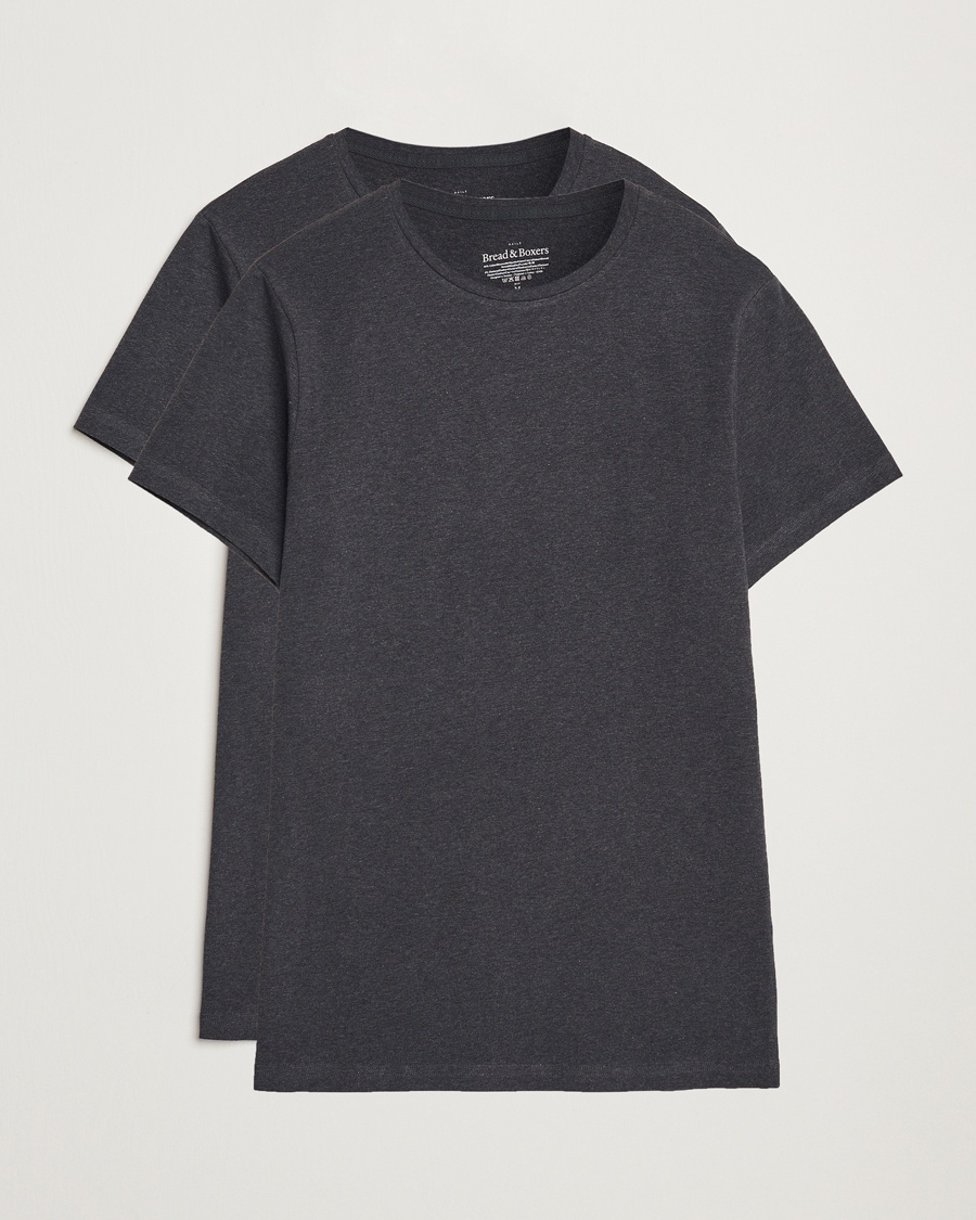 Herre | Flerpak | Bread & Boxers | 2-Pack Crew Neck T-Shirt Dark Grey Melange