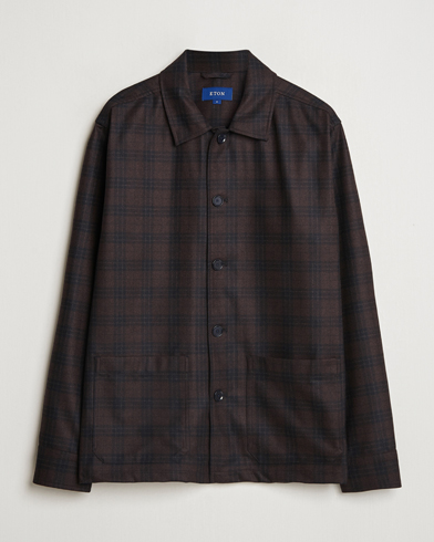  Wool/Cashmere Checked Overshirt Dark Brown