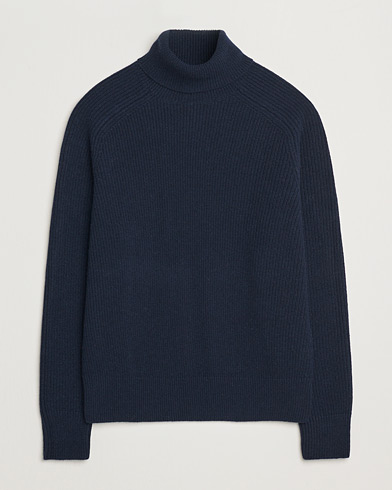  Evento Wool Rib Knitted Polo Dark Blue