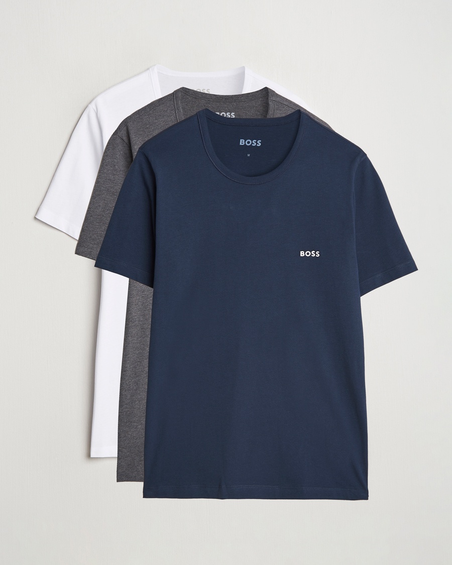 Herre | Loyalitetstilbud | BOSS BLACK | 3-Pack Crew Neck T-Shirt Dark Grey/White/Navy