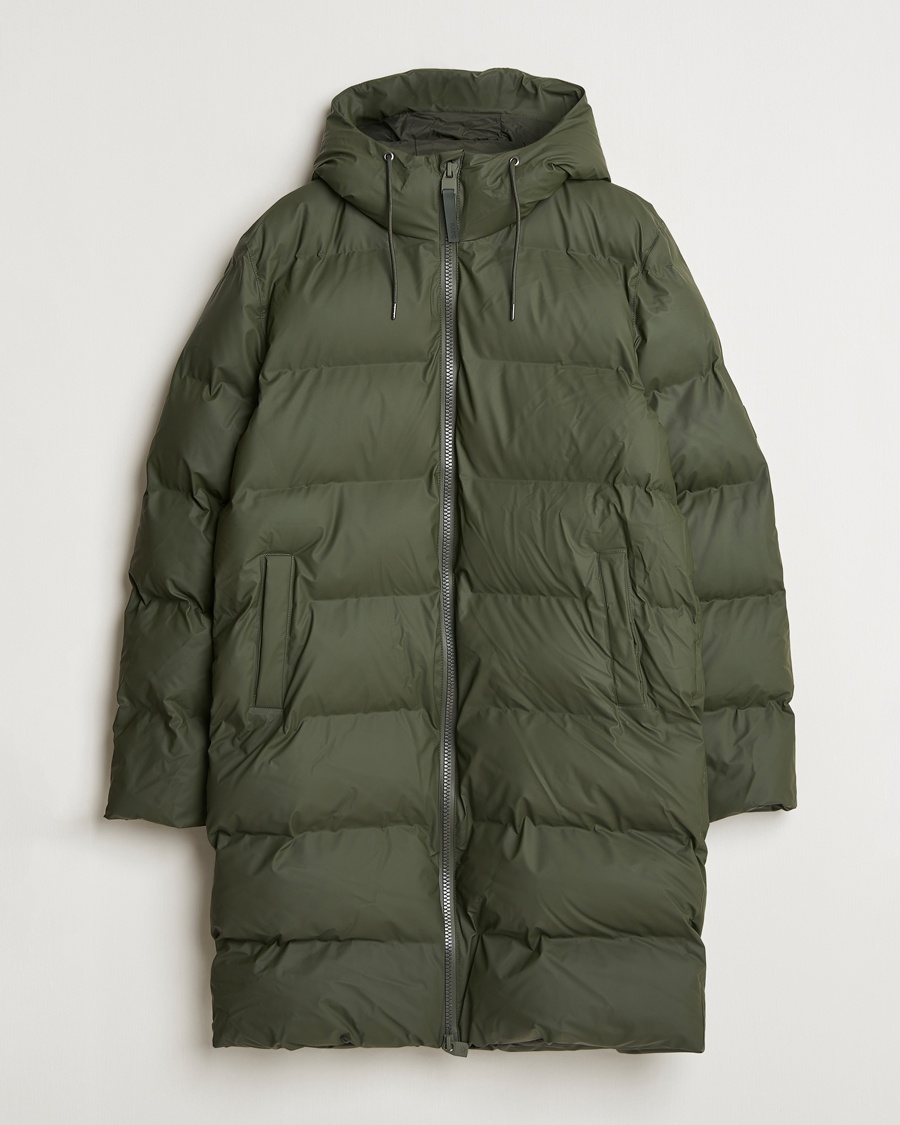 RAINS Alta Long Puffer Parka Green – Grøn