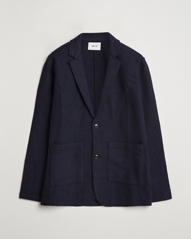  Boiled Wool Knitted Blazer Navy Blue