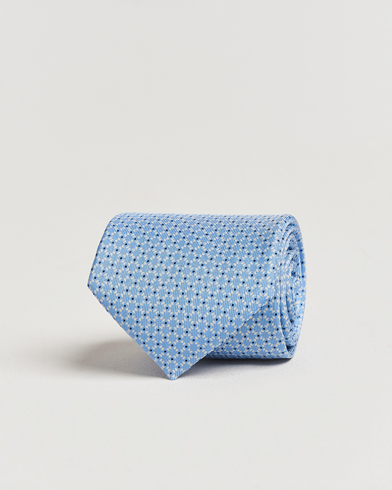  3-Fold Printed Silk Tie Light Blue