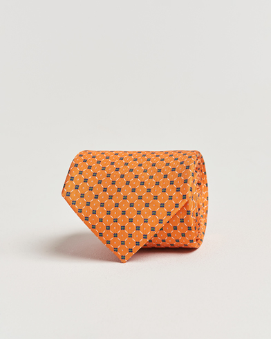  3-Fold Printed Silk Tie Orange