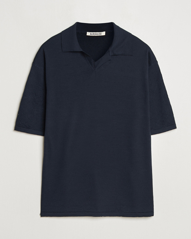  Wool Knit Polo Navy