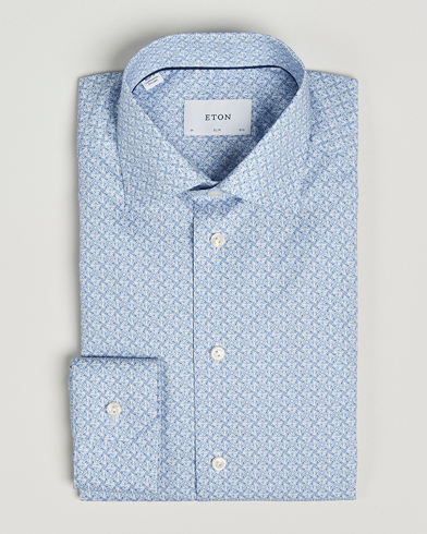 Herre | Business & Beyond - Formal | Eton | Slim Fit Signature Twill Printed Shirt Light Blue
