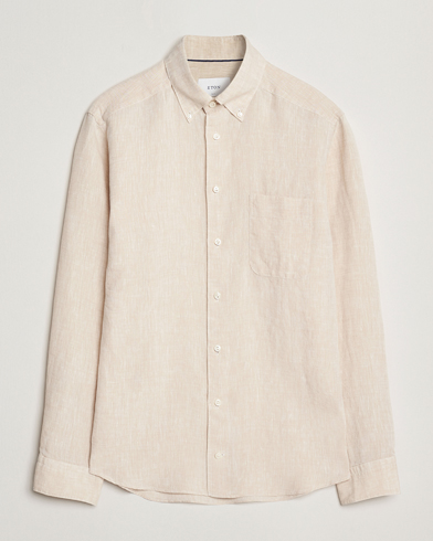 Herre | Eton | Eton | Slim Fit Linen Button Down Shirt Beige