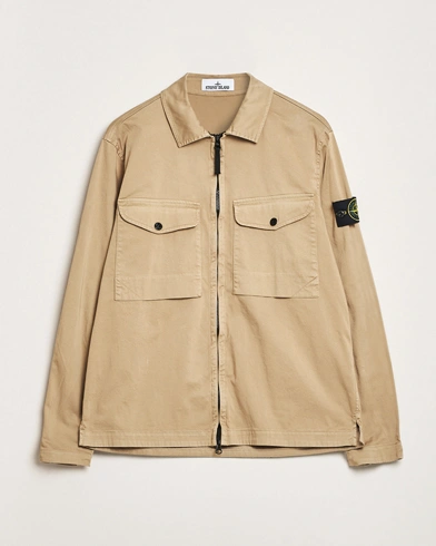  Cotton Stretch Zip Overshirt Biscuit