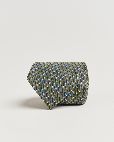  Printed Flower Silk Tie Green