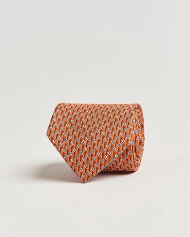  Printed Flower Silk Tie Orange