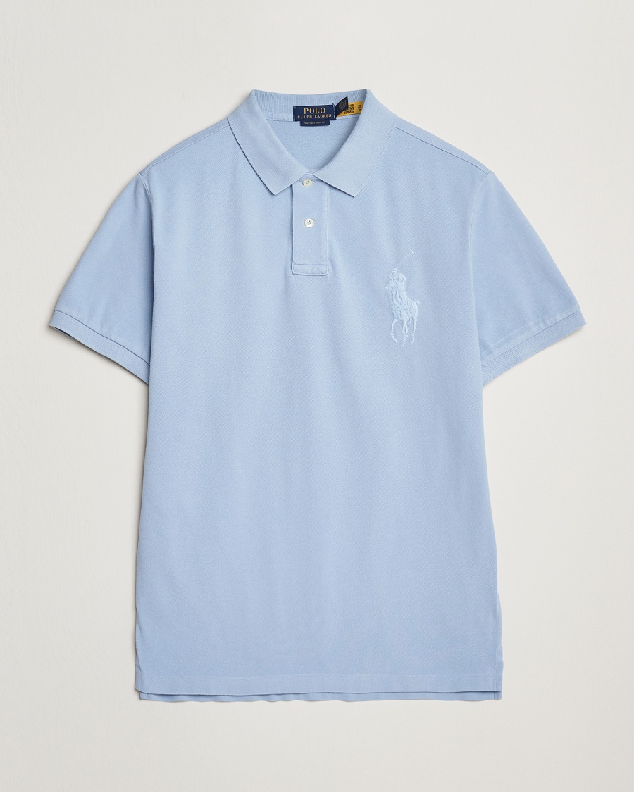 Herre | Udsalg tøj | Polo Ralph Lauren | Custom Slim Fit Mesh Polo Chambray Blue