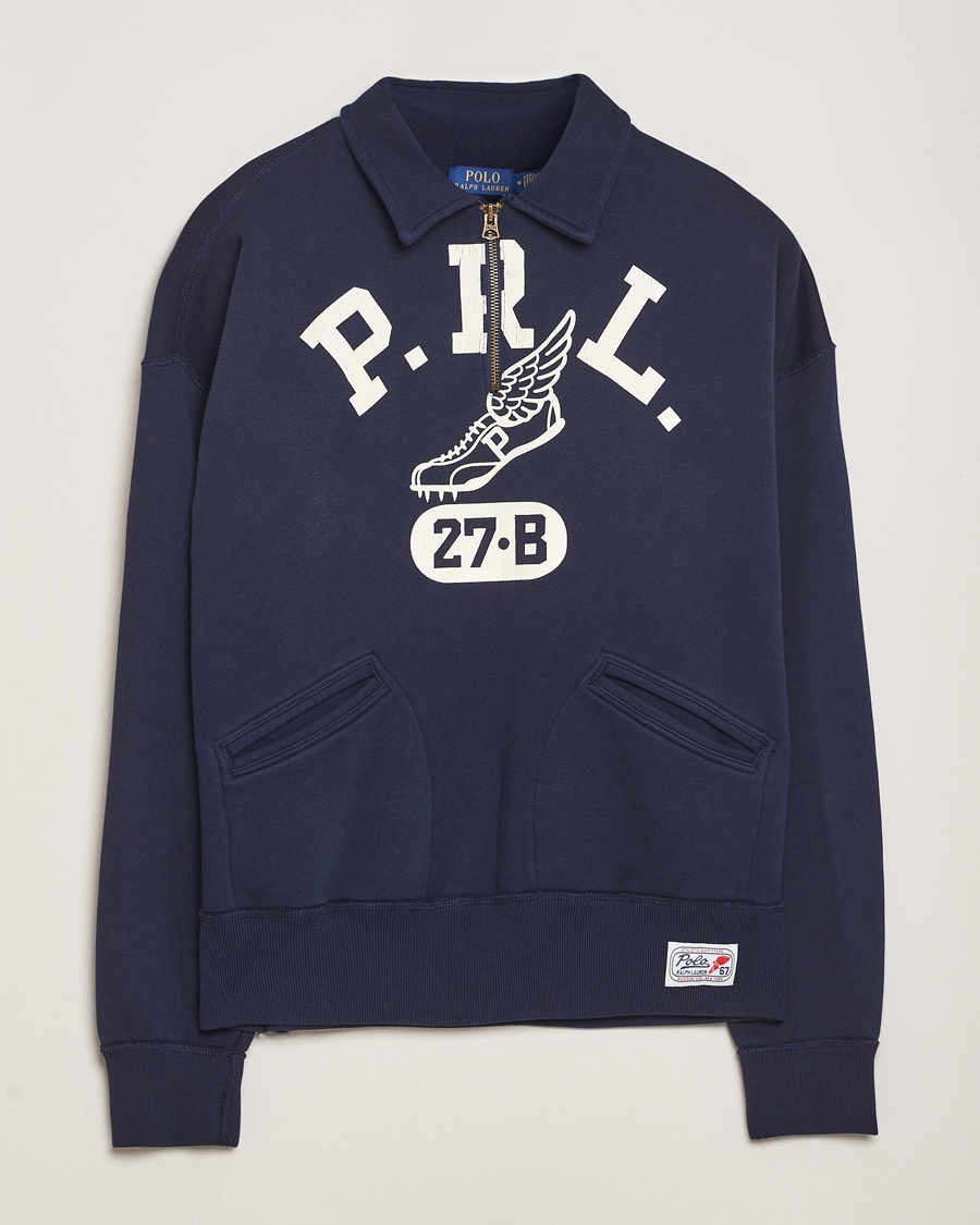 Herre |  | Polo Ralph Lauren | Printed Fleece Half Zip Sweater Cruise Navy
