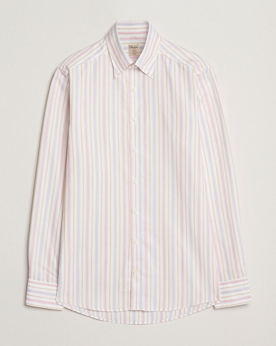 Herre | Casual | Stenströms | Slimline Multi Striped Oxford Shirt White