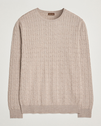  Merino Cable Crew Neck Beige