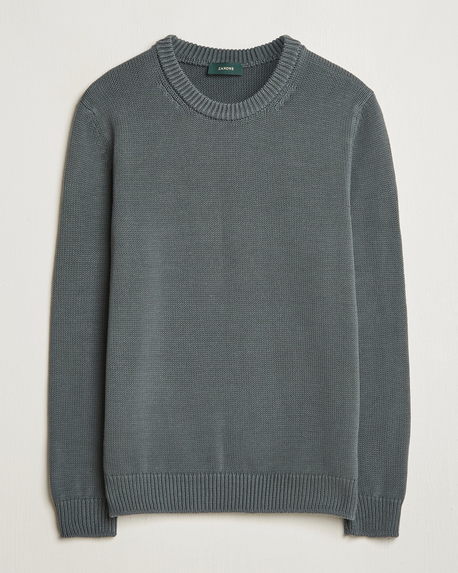 Herre | Trøjer | Zanone | Soft Cotton Crewneck Sweater Dark Green