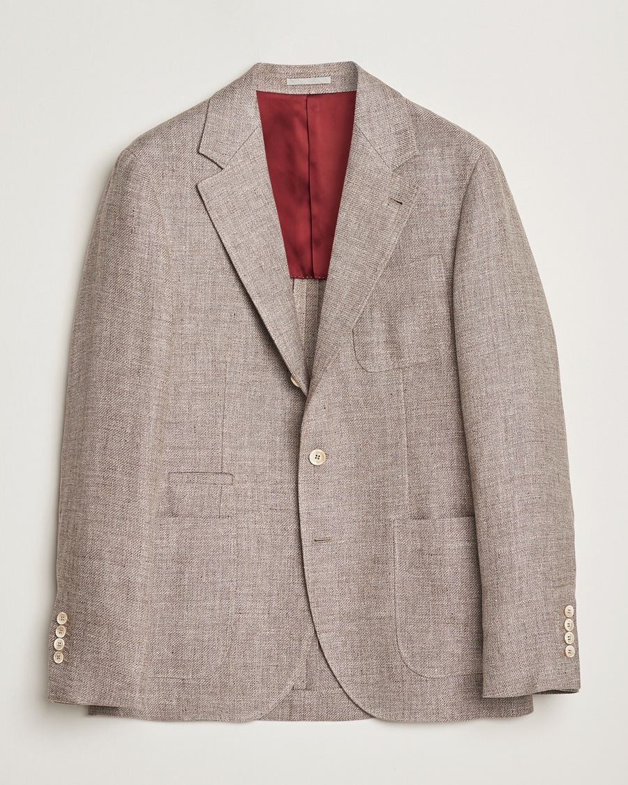 Herre |  | Brunello Cucinelli | Single Breasted Linen Blend Twill Blazer Beige