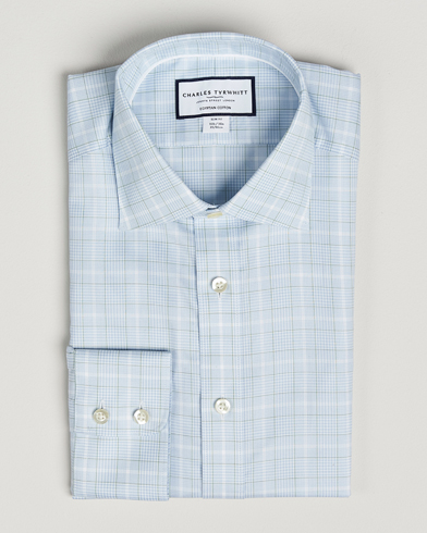 Herre | | Charles Tyrwhitt | Egyptian Cotton Pow Check Shirt Green/Blue
