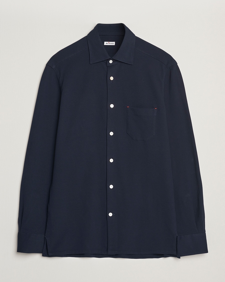 Herre | Poloskjorter | Kiton | Jersey Piquet Shirt Navy