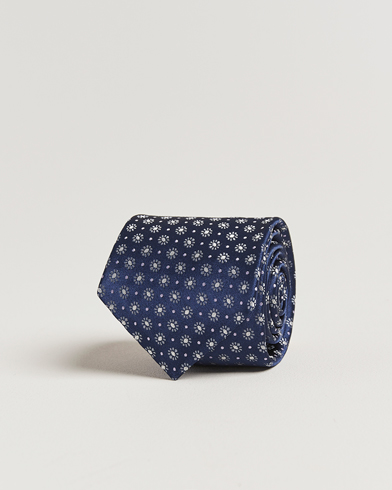  Flower Jacquard Silk Tie Navy