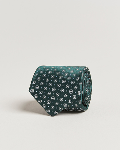  Flower Jacquard Silk Tie Dark Green