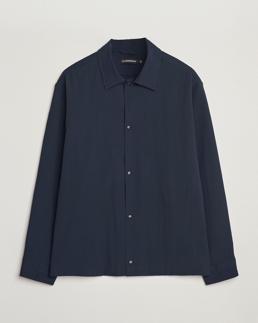 Herre | | J.Lindeberg | Celian Seersucker Overshirt Navy