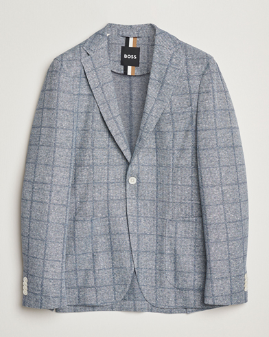  Hanry Checked Jersey Patch Pocket Blazer Light Blue