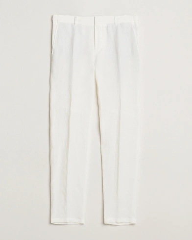  Genius Pleated Linen Trousers White